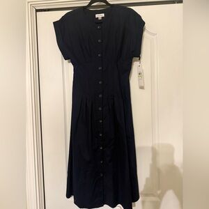 Navy Button-Down Midi Dress NWT Calvin Klein